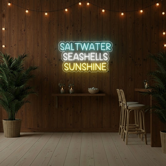 Saltwater Seashells Sunshine LED Neon Sign, Beach Theme Neon Sign