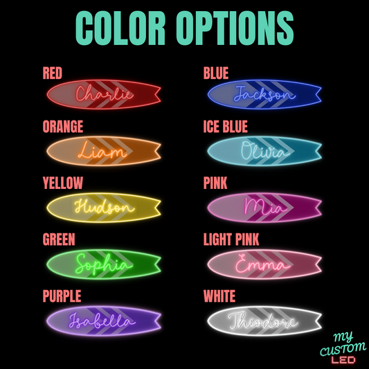 Custom Name Surfboard LED Neon Sign, Beach Theme Neon Sign