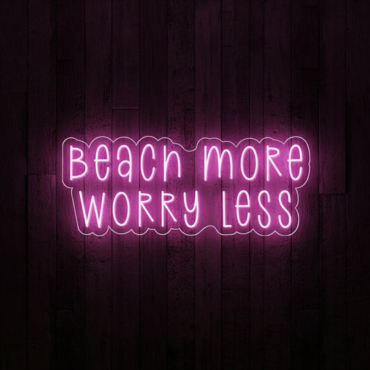 Beach More Worry Less LED Neon Sign, Beach Theme Neon Sign
