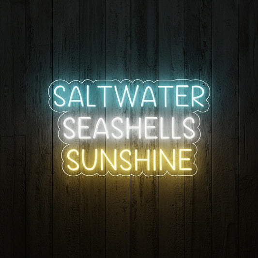 Saltwater Seashells Sunshine LED Neon Sign, Beach Theme Neon Sign