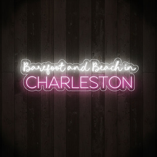 Custom City Barefoot and Beach LED Neon Sign, Beach Theme Neon Sign
