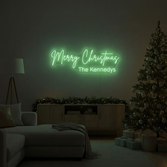 Merry Christmas Family Name LED Neon Sign