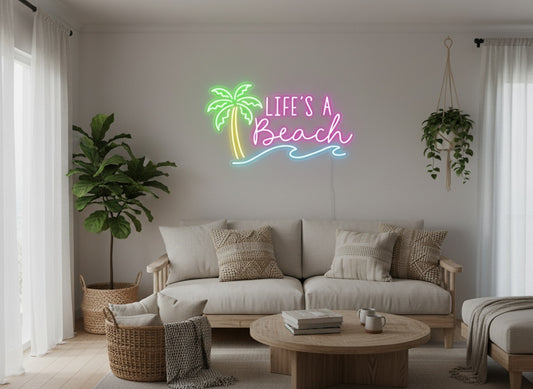 Life’s a Beach LED Neon Sign, Beach Theme Neon Sign