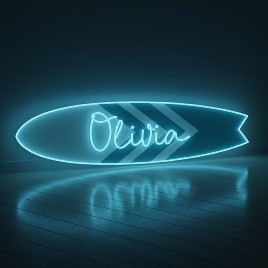 Custom Name Surfboard LED Neon Sign, Beach Theme Neon Sign