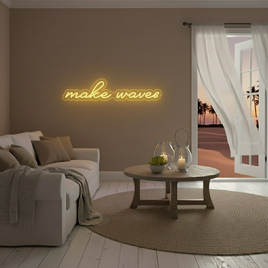 Make Waves LED Neon Sign, Beach Theme Neon Sign