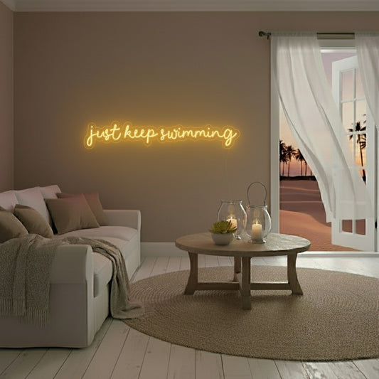 Just Keep Swimming LED Neon Sign, Beach Theme Neon Sign