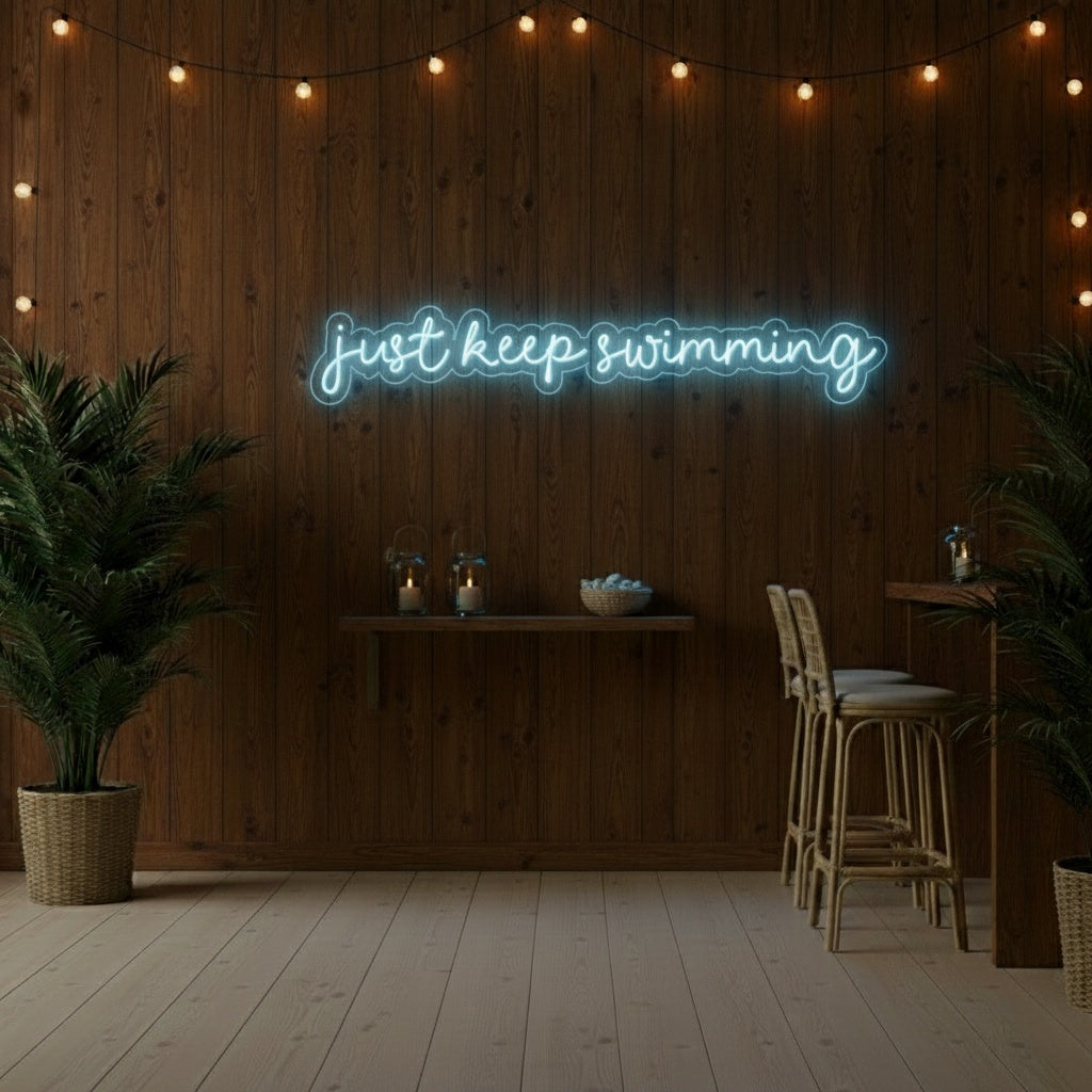 Just Keep Swimming LED Neon Sign, Beach Theme Neon Sign