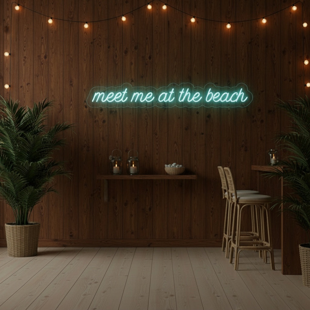 Meet Me at the Beach LED Neon Sign, Beach Theme Neon Sign