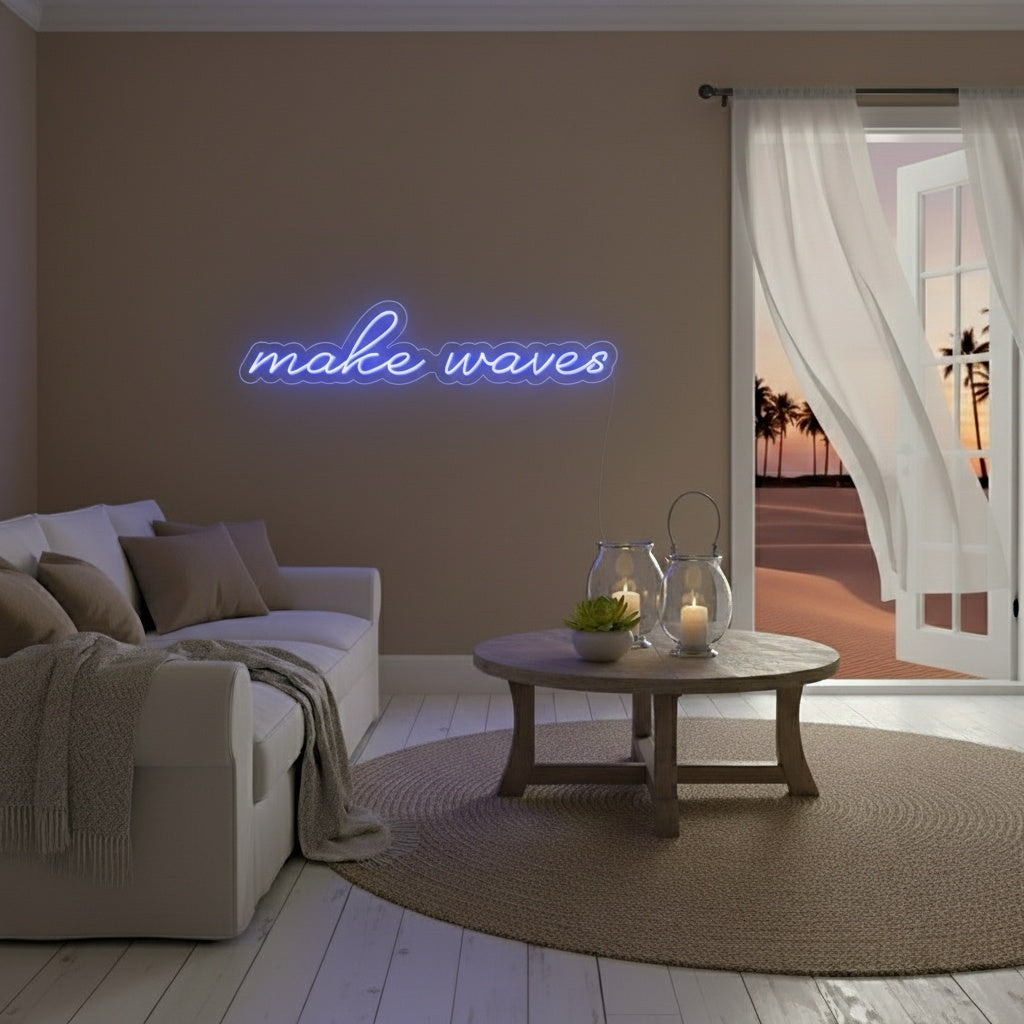 Make Waves LED Neon Sign, Beach Theme Neon Sign