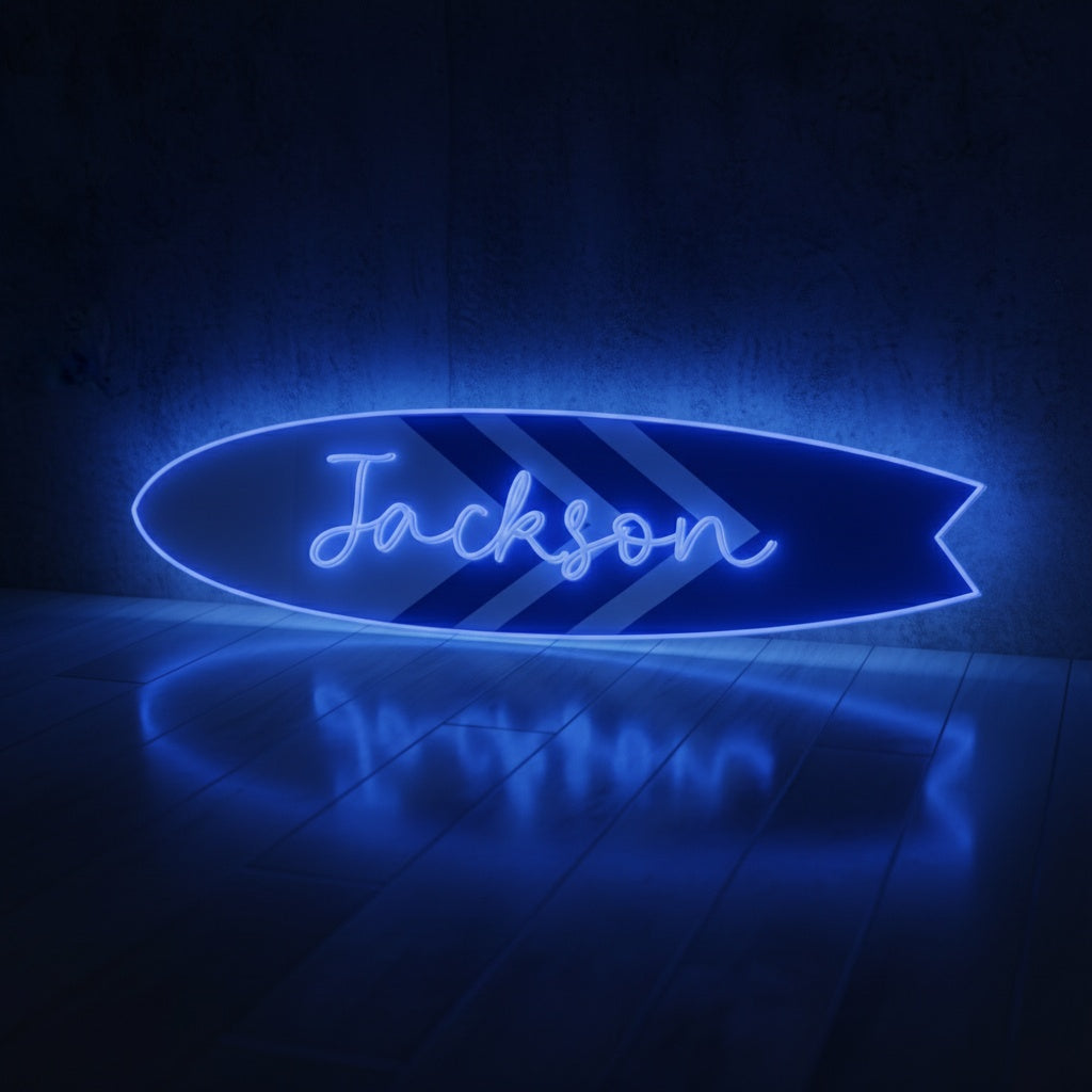 Custom Name Surfboard LED Neon Sign, Beach Theme Neon Sign