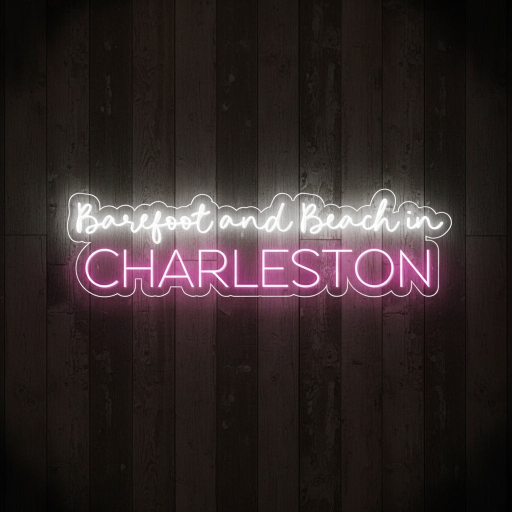 Custom City Barefoot and Beach LED Neon Sign, Beach Theme Neon Sign