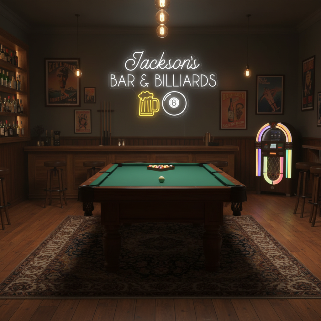 Personalized Bar and Billiards LED Neon Sign