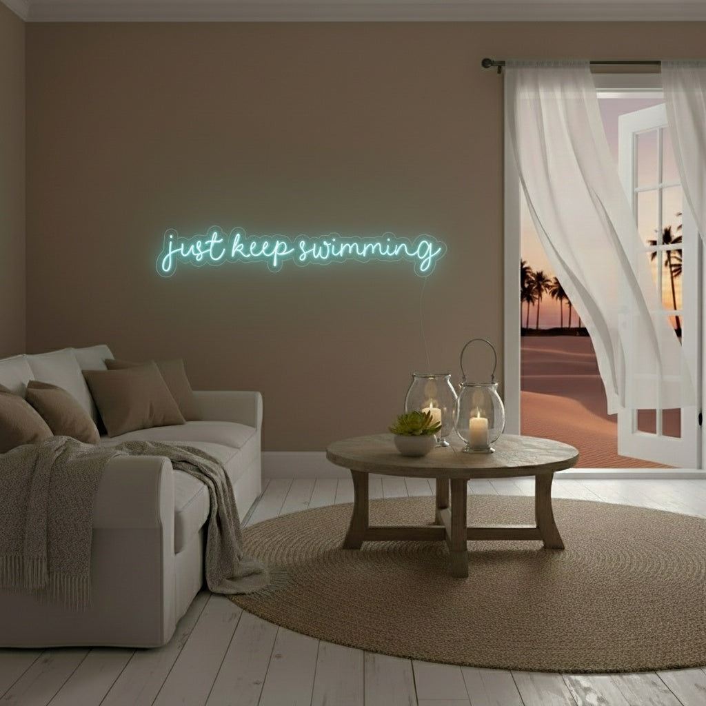 Just Keep Swimming LED Neon Sign, Beach Theme Neon Sign