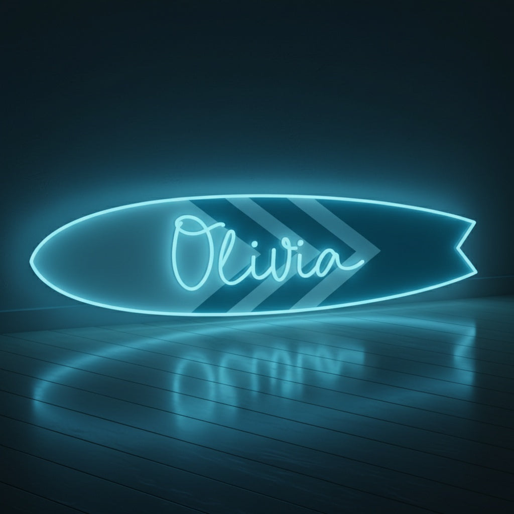 Custom Name Surfboard LED Neon Sign, Beach Theme Neon Sign