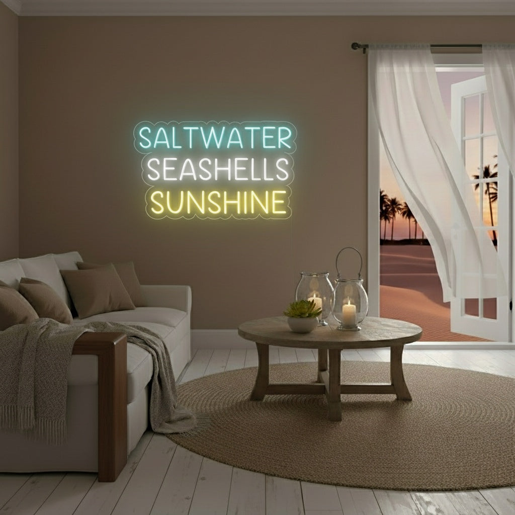 Saltwater Seashells Sunshine LED Neon Sign, Beach Theme Neon Sign