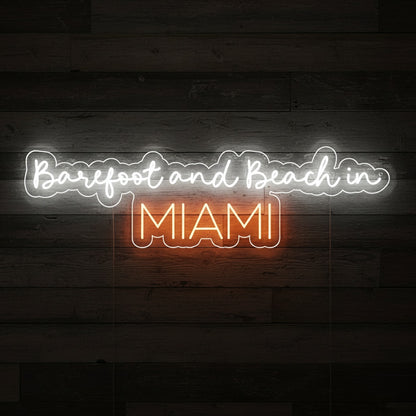 Custom City Barefoot and Beach LED Neon Sign, Beach Theme Neon Sign