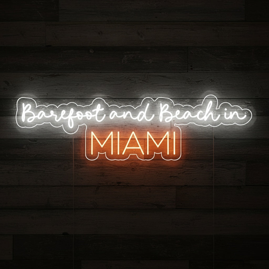 Custom City Barefoot and Beach LED Neon Sign, Beach Theme Neon Sign