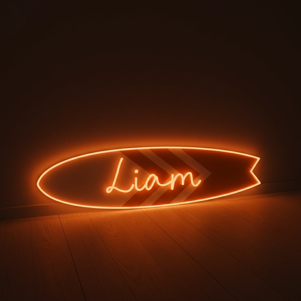 Custom Name Surfboard LED Neon Sign, Beach Theme Neon Sign