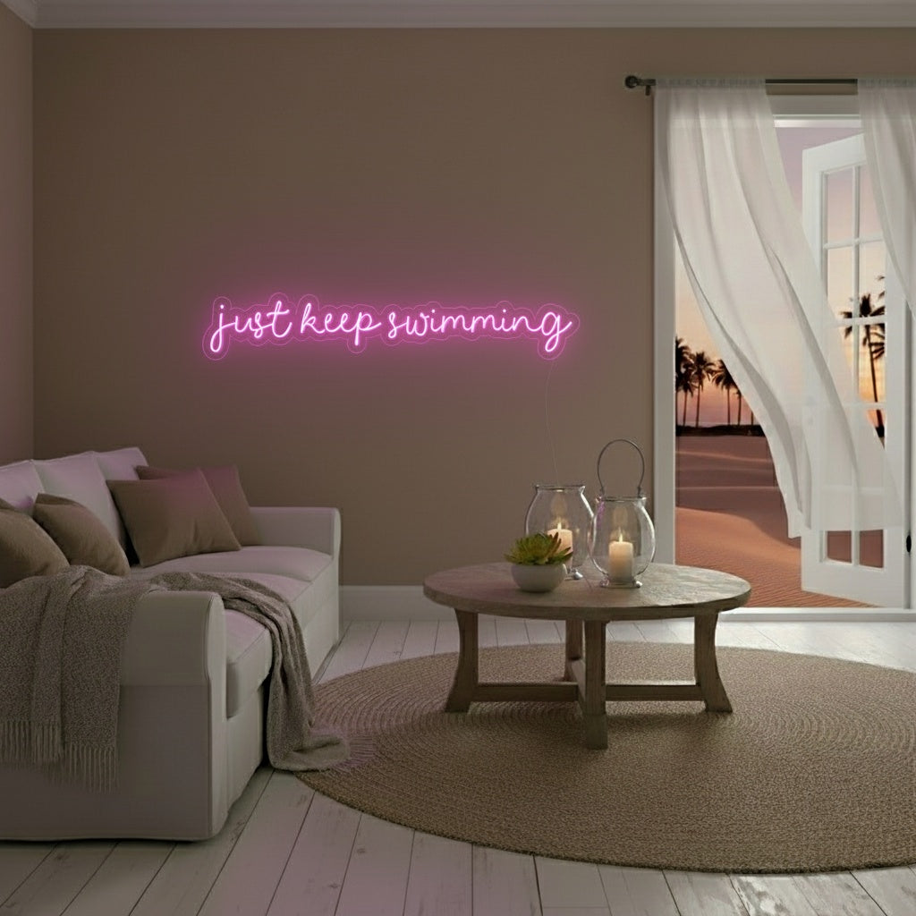Just Keep Swimming LED Neon Sign, Beach Theme Neon Sign