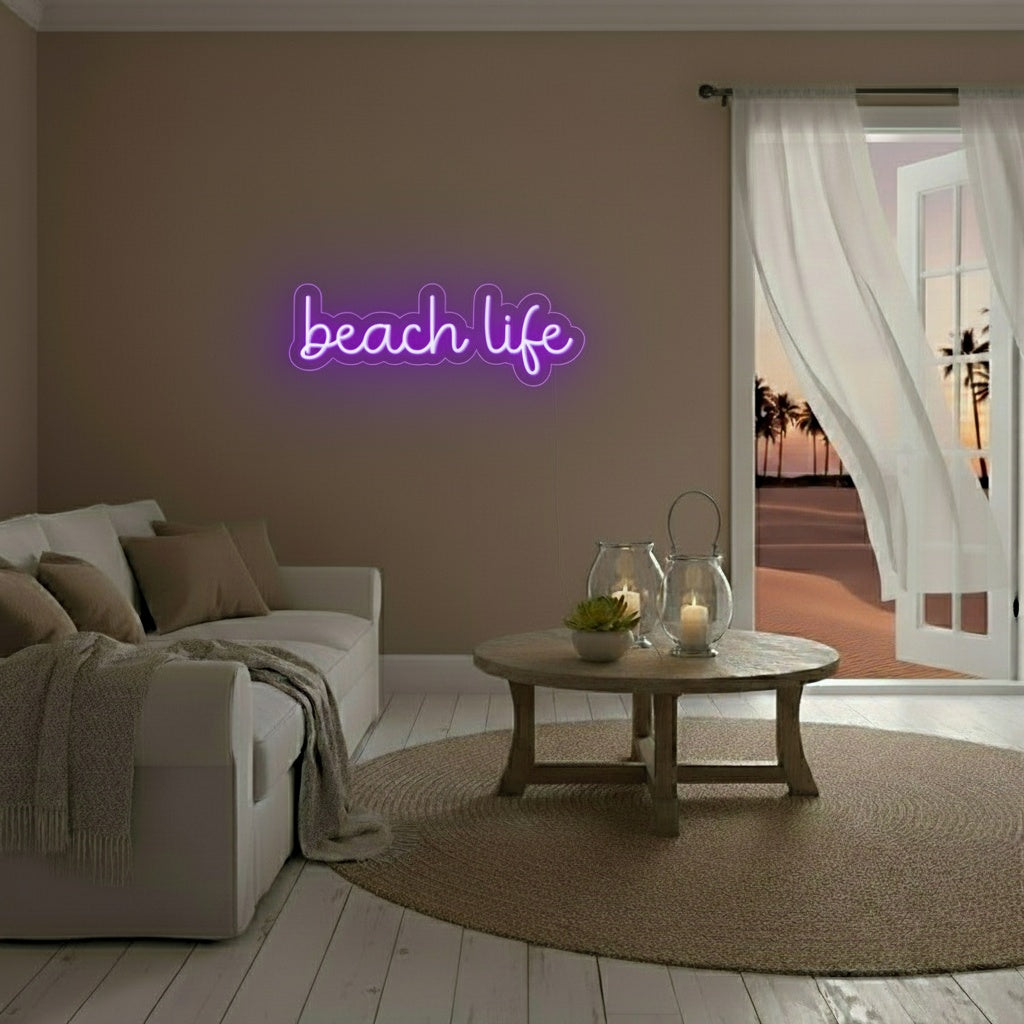 Beach Life LED Neon Sign, Beach Theme Neon Sign