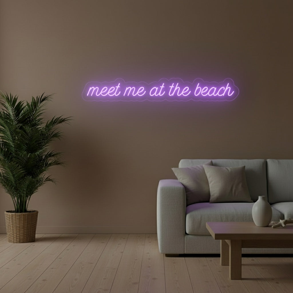 Meet Me at the Beach LED Neon Sign, Beach Theme Neon Sign