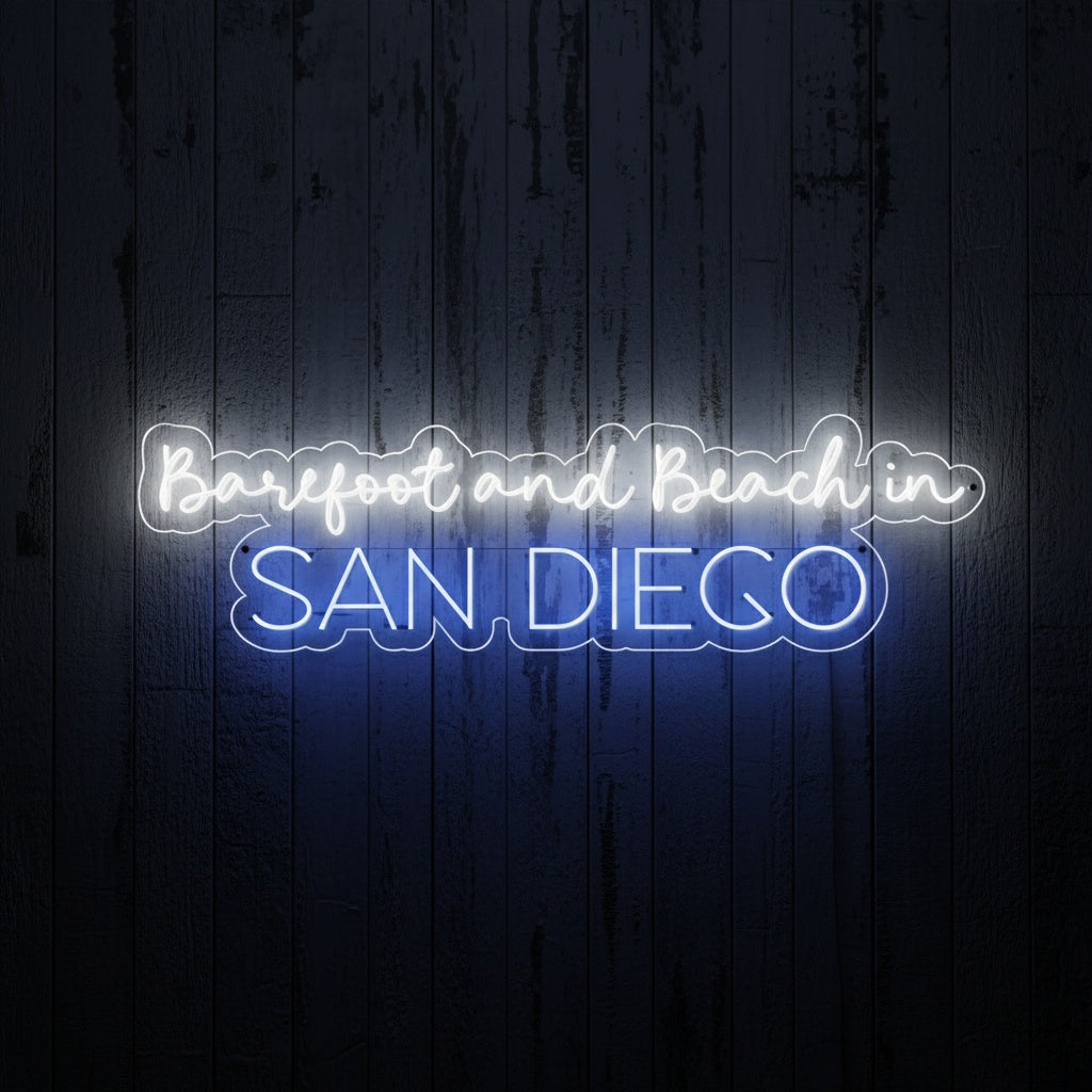 Custom City Barefoot and Beach LED Neon Sign, Beach Theme Neon Sign