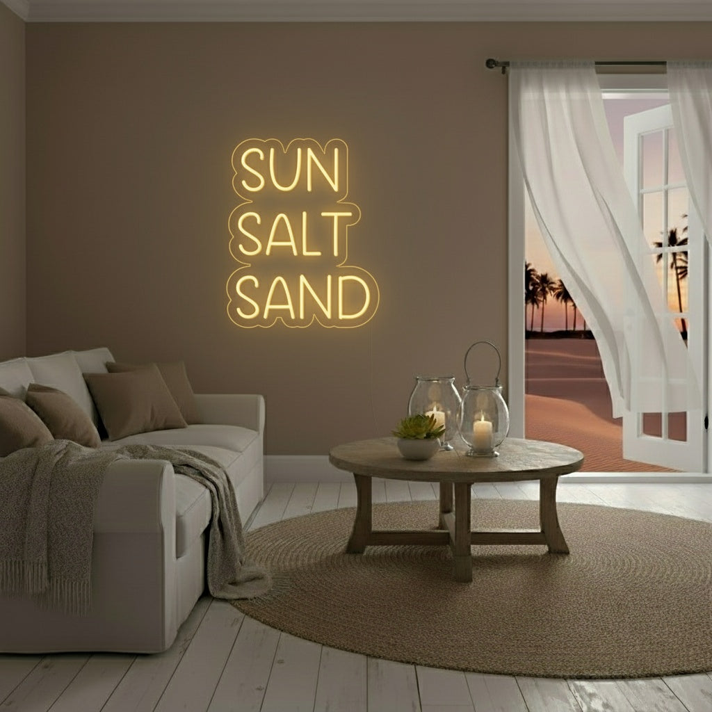 Sun Salt Sand LED Neon Sign, Beach Theme Neon Sign
